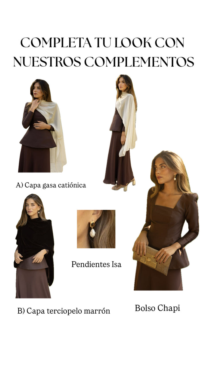 Saia Dourada Gaze Catiónica Evasê Convidada Casamento