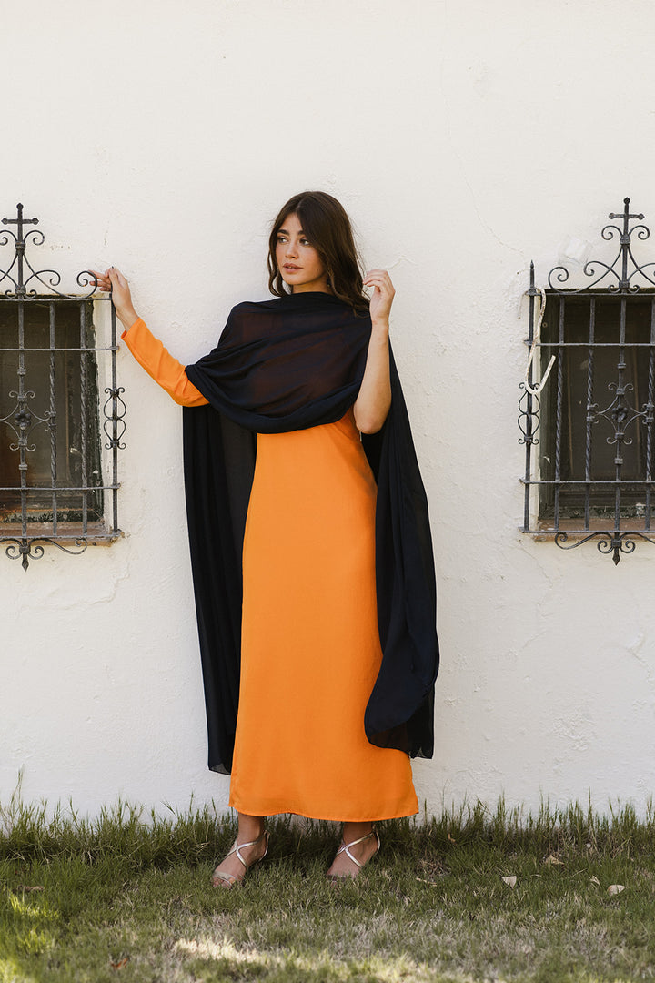 Navy Blue Chiffon Cape