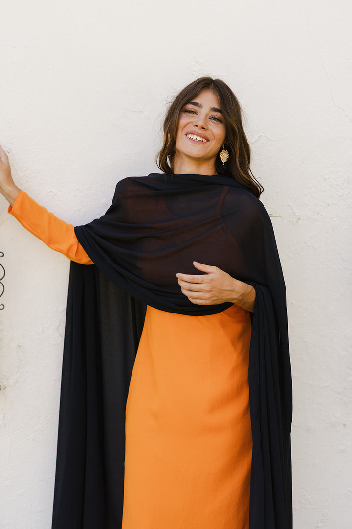 Navy Blue Chiffon Cape