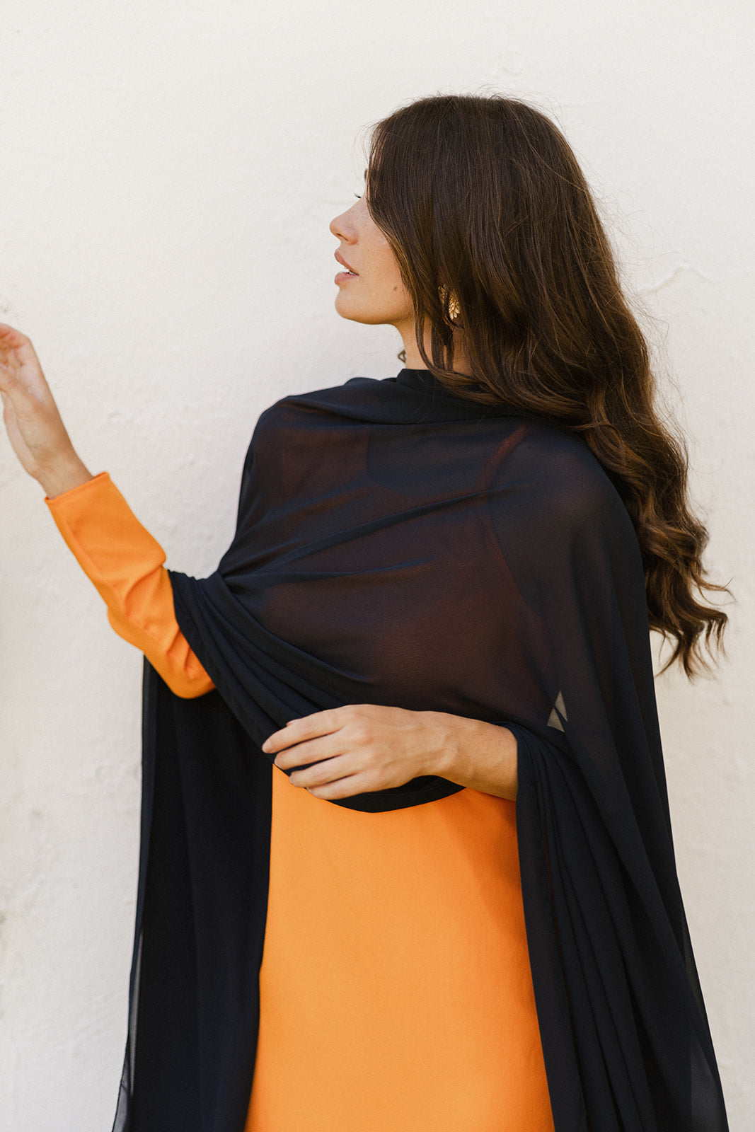 Navy Blue Chiffon Cape