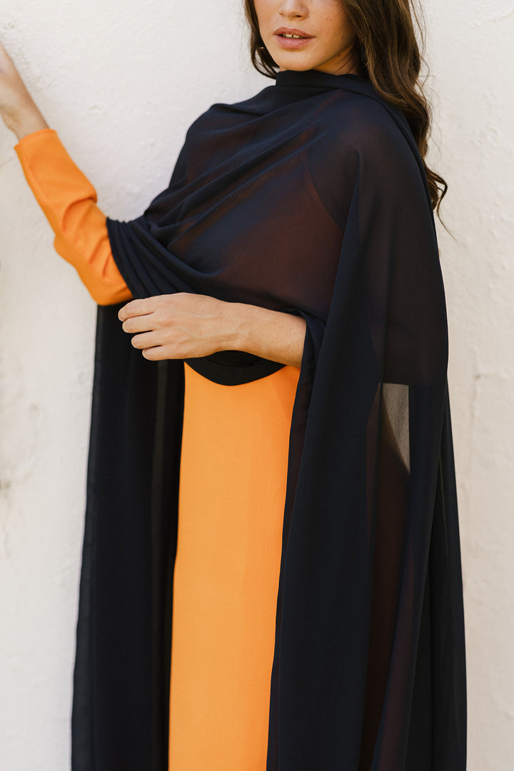 Navy Blue Chiffon Cape