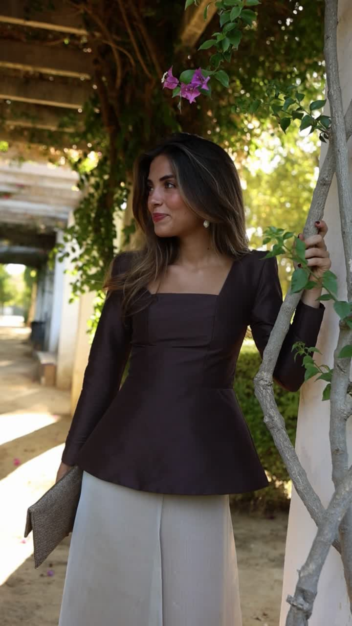 Flavia Gold Gauze Flared Skirt