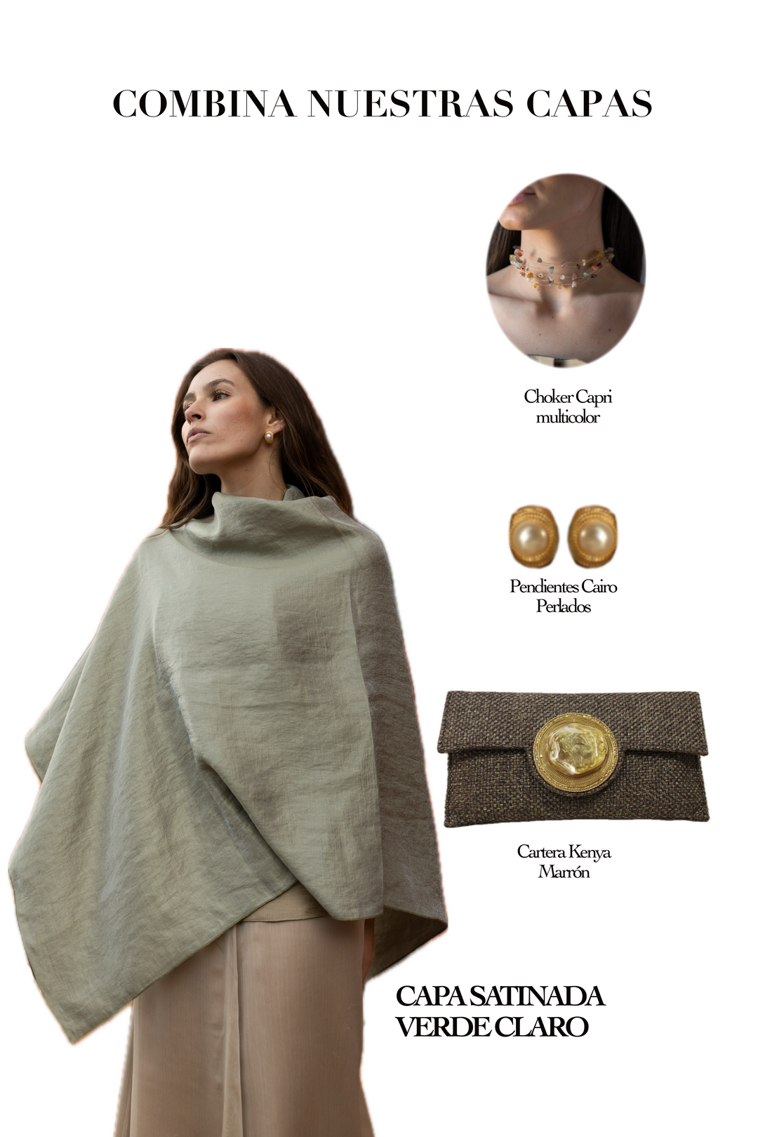 Capa Satinada Verde claro posición asimétrica sofisticada | Dafonte Collection
