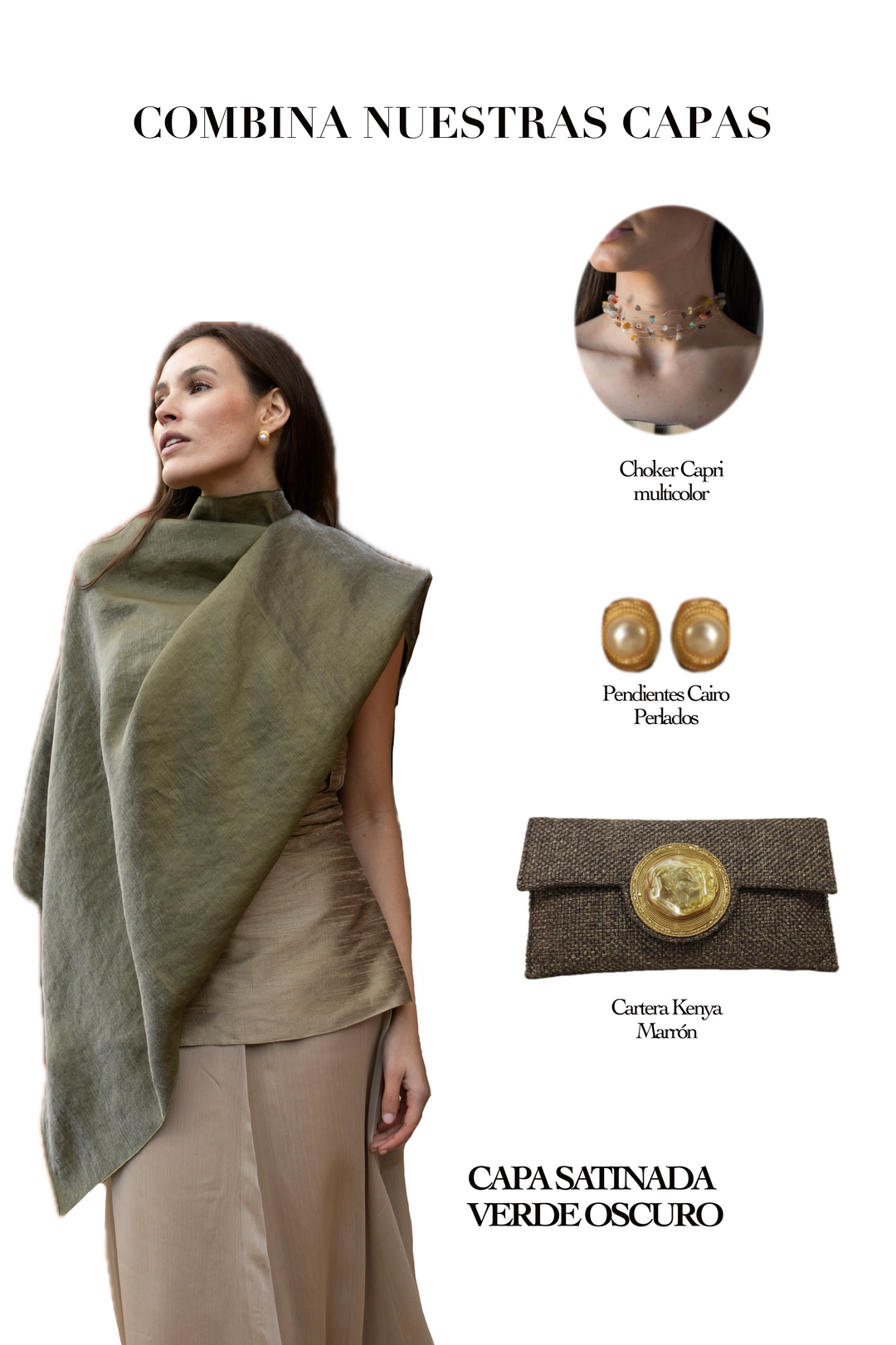 Capa Satinada Verde oscura detalle de satén ligero premium | Dafonte Collection
