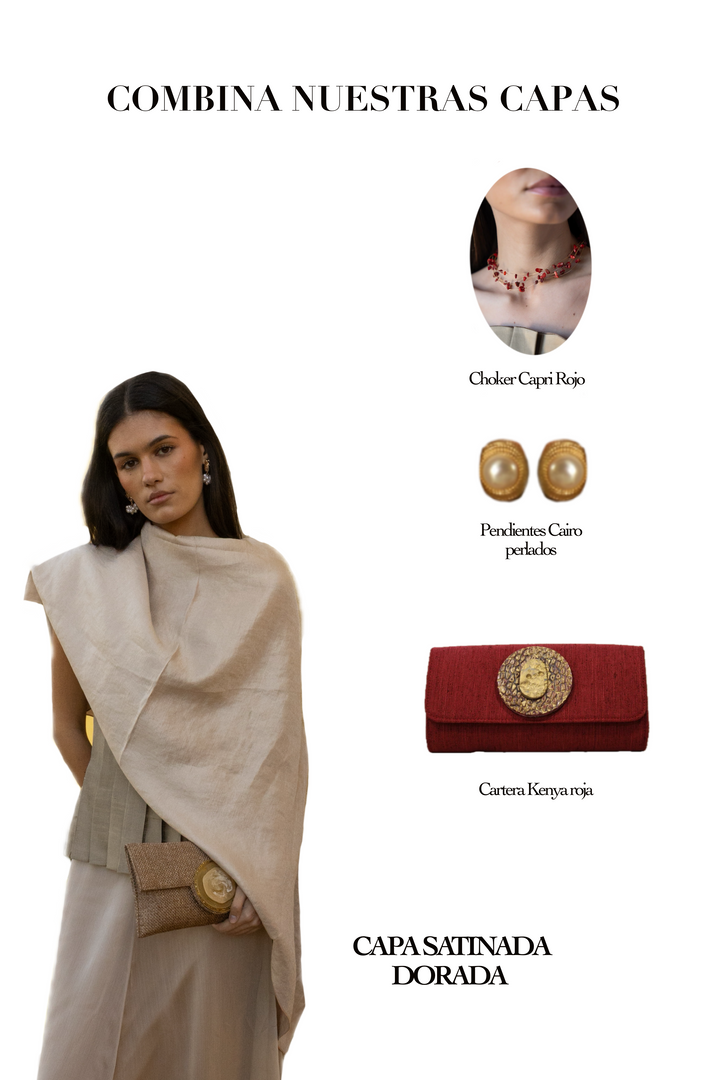 Capa Satinada Dorada detalle de satén ligero dorado | Dafonte Collection
