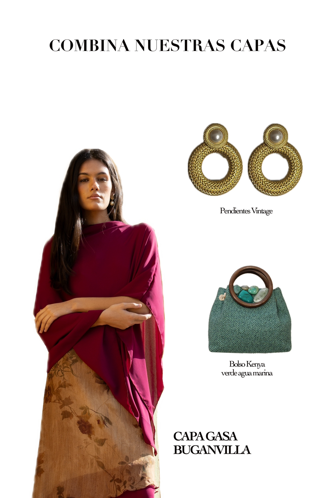 Capa gasa buganvilla vista lateral diseño versátil  Dafontecollection