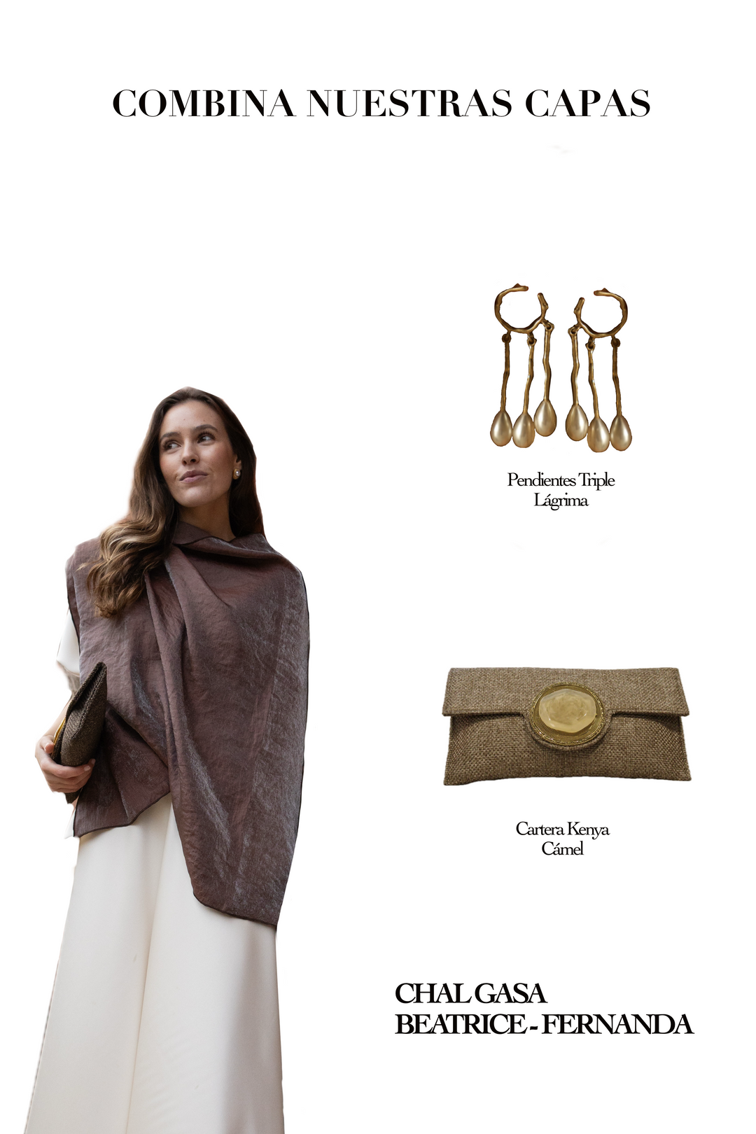 Capa Satinada Marrón look completo elegante para eventos | Dafonte Collection
