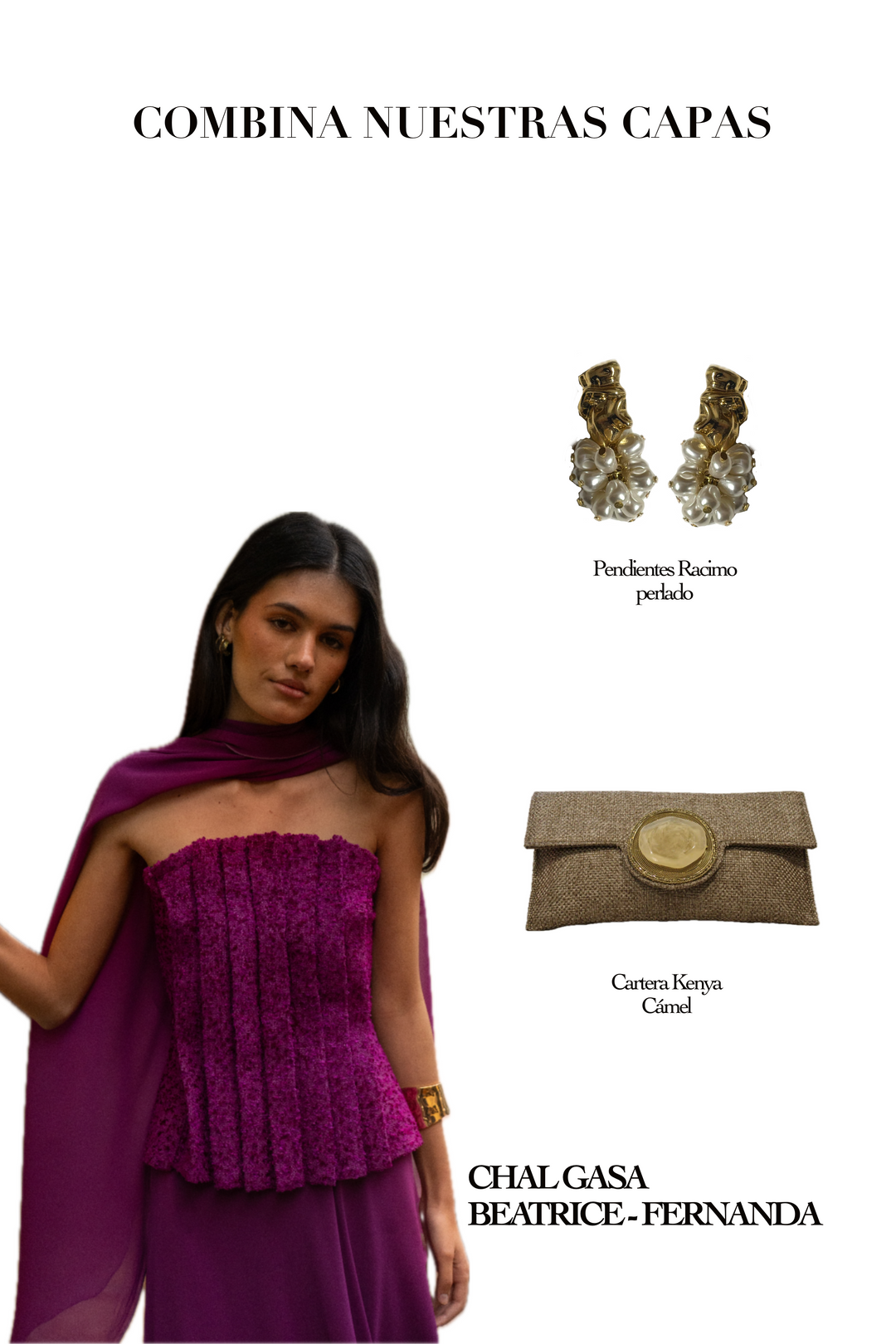 Chal gasa Beatrice-Fernanda conjunto completo look elegante