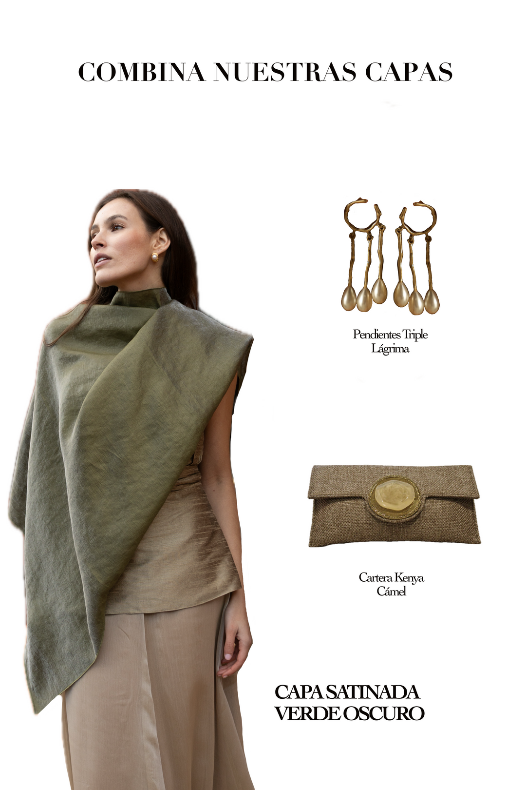 Capa Satinada Verde oscura posición asimétrica sofisticada | Dafonte Collection
