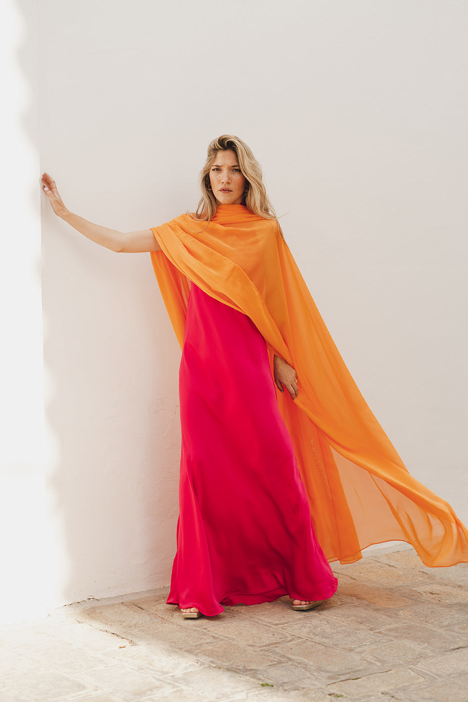 Robe + cape Lauren fuchsia