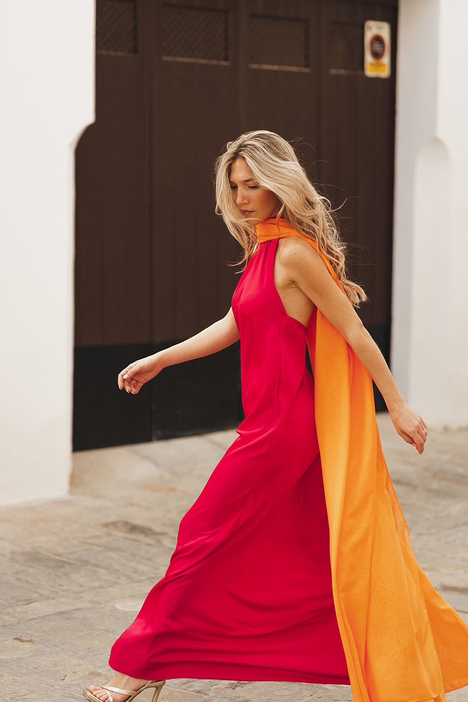 Lauren Fuchsia dress + cape