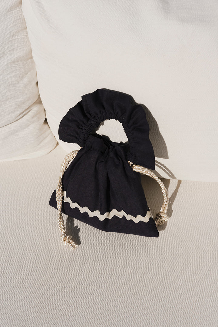 Navy Blue Linen Ignacia Bag