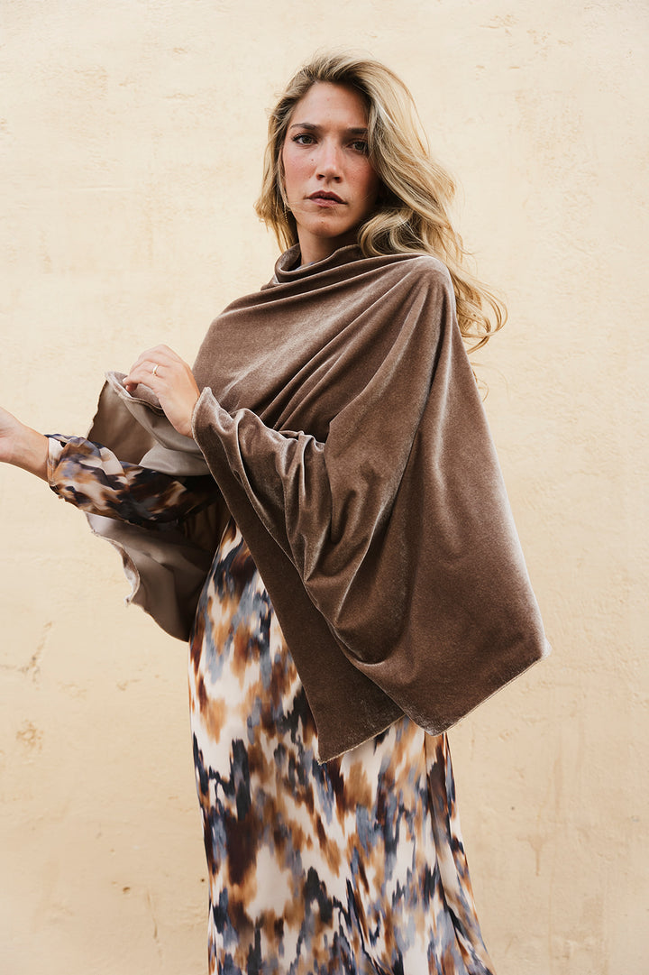 Camel Velvet Cape