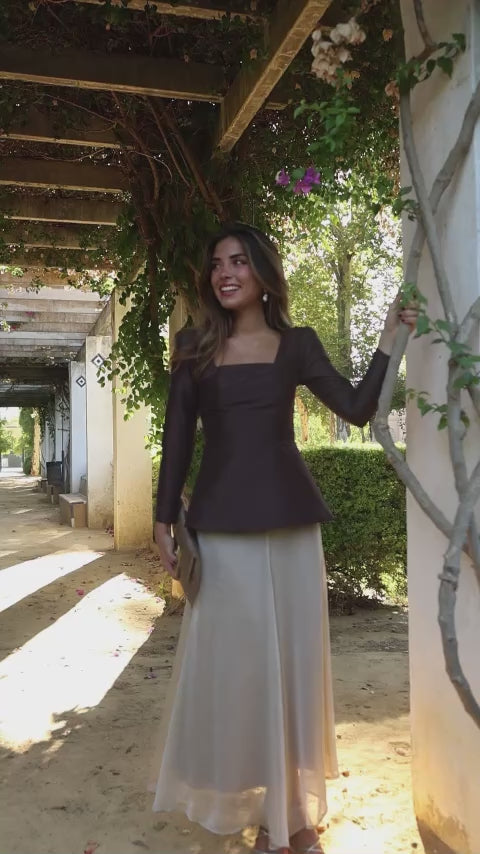 Flavia Gold Gauze Flared Skirt