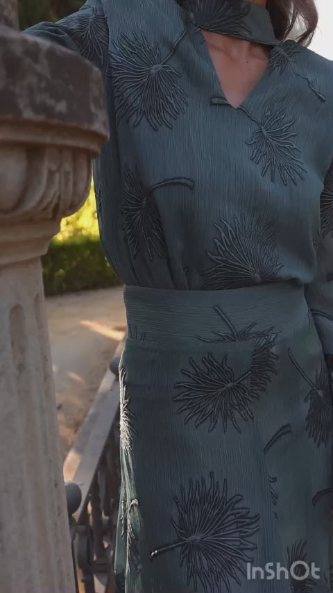 Falda Bordada Mango azul